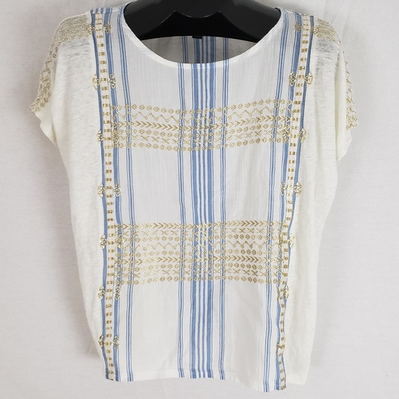 J. Crew Linen embroidered striped top - Picture 2 of 6